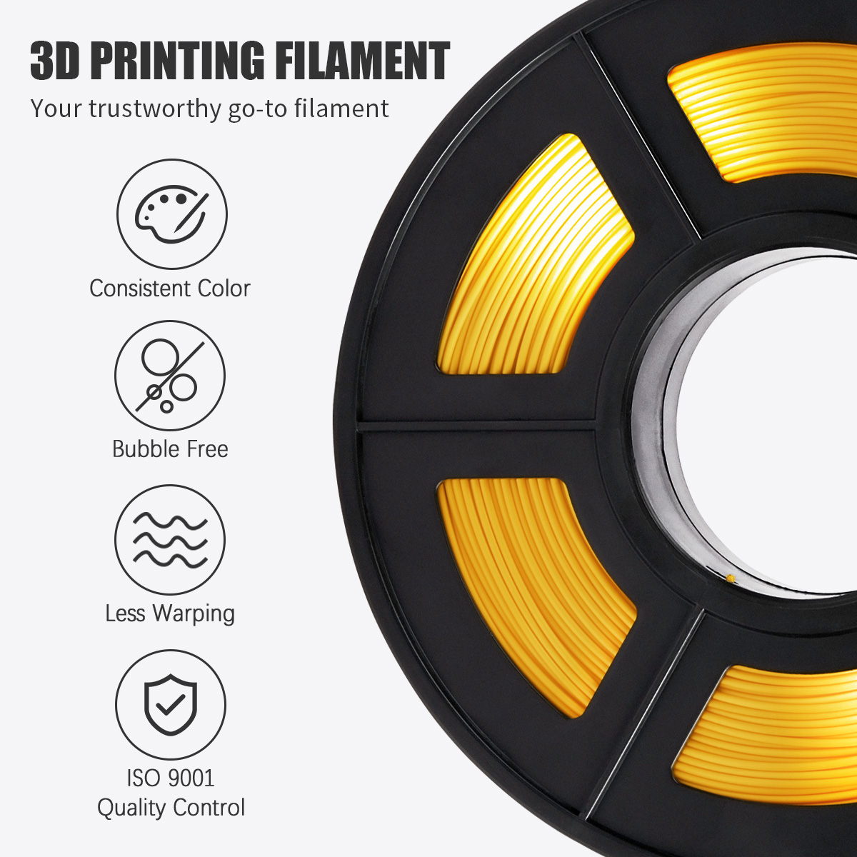 Filament Silk PLA+ Light Gold 1,75 mm 1kg Impression 3D