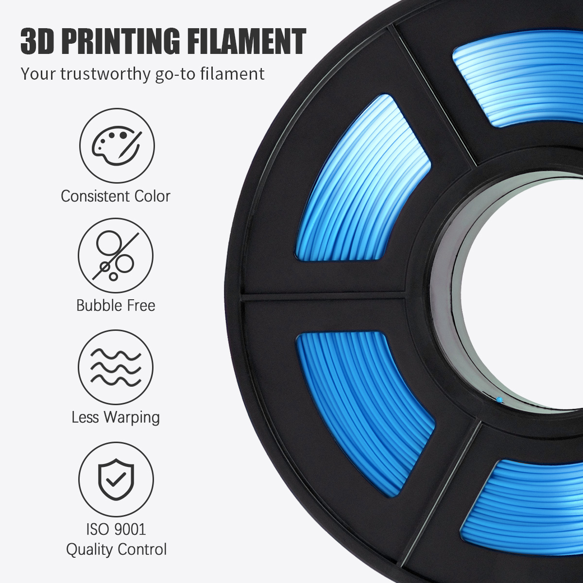 Filament Silk PLA+ Bleu 1,75 mm 1kg Impression 3D
