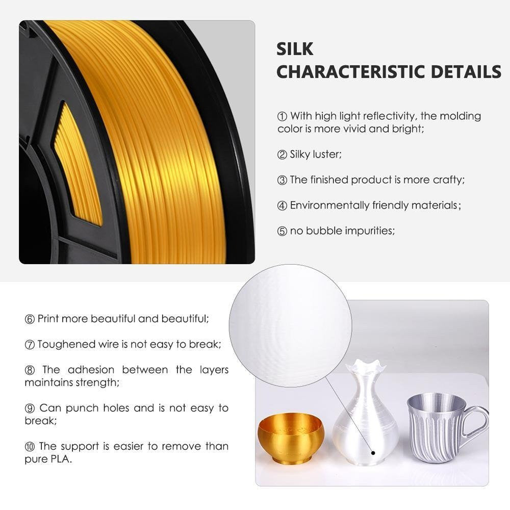 Filament Silk PLA+ Brass 1,75 mm 1kg Impression 3D